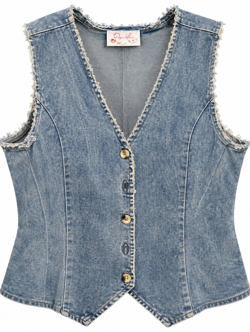 #1923 Paper Lace Free Spirit Frayed Denim Vest – Vintage Wash